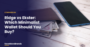 Slim black wallet on a table with the title Ridge vs Ekster